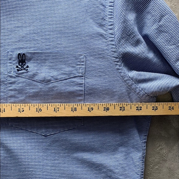 Psycho Bunny Blue and White Dress Shirt with Button-Down Collar - Picture 11 of 16